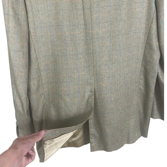 Hickey Freeman Ltd 100% Silk Plaid Chevron Two Button Sport Coat Men's 44 Long - Picture 5 of 15
